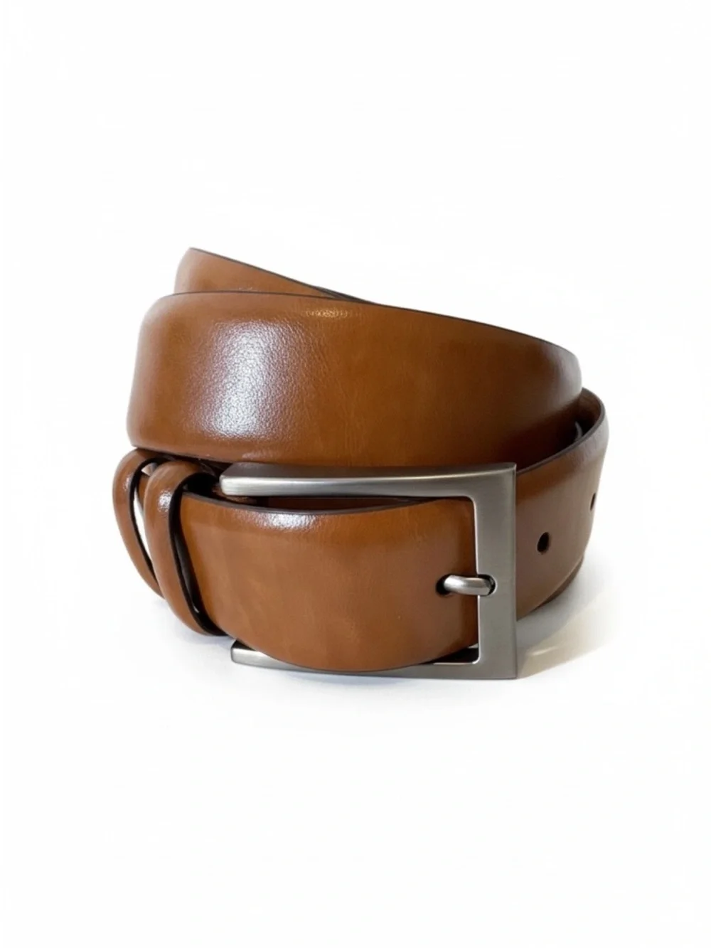 BOCONI NASHVILLE USA Brown Leather Belt Handcrafted Silver Tone Buckle Sz 38/95